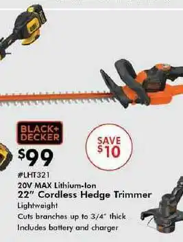 Valu Home Centers 20V Max Lithium-ion 22' Cordless Hedge Trimmer offer