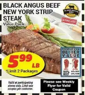 Cost Cutter Black Angus Beef New York Strip Steak offer