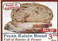 DeMoulas Market Basket Pecan Raisin Bread Full Of Raisins & Pecans offer