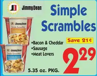 DeMoulas Market Basket Simple Scrambles Bacon & Cheddar , Sausage , Meat Lovers offer