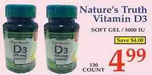 DeMoulas Market Basket Nature's Truth Vitamin D3 offer