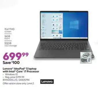 Staples Lenovo Ideapad 5 Laptop With Intel Core I7 Processor offer