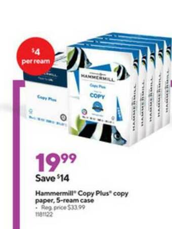 Staples Hammermill Copy Plus Copy Paper offer