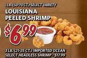 Breaux Mart Louisiana Peeled Shrimp , Imported Ocean Select Headless Shrimp offer