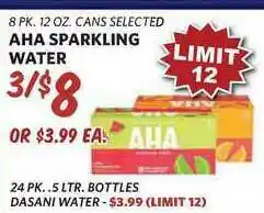 Breaux Mart Aha Sparkling Water , Dasani Water offer