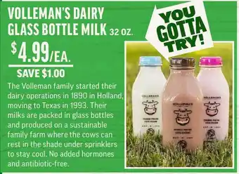 Central Market Volleman's Dairy Glass Bottle Milk offer