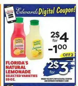 Edwards Food Giant Florida's Natural Lemonade offer