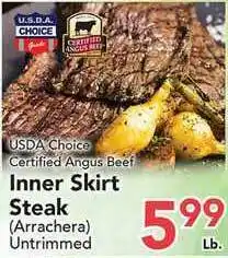Eurofresh Market Usda Choice Certified Angus Beef Inner Skirt Steak offer