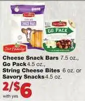 Family Fare Cheese Snack Bars Go Pack String Cheese Bites Or Savory Snacks offer