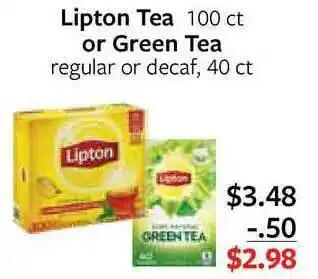 Fareway Liptop Tea Or Green Tea Regular Or Decaf offer