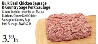 Market of Choice Bulk Basil Chicken Sausage & Country Sage Pork Sausage offer
