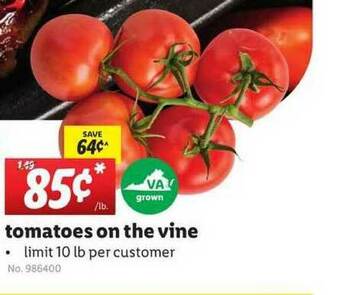 Lidl Tomatoes On The Vine offer