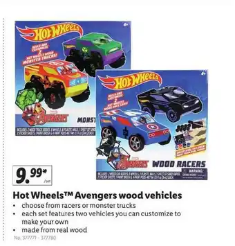 Lidl Hot Wheels Avengers Wood Vehicles offer