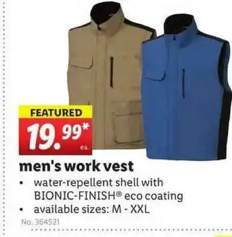 Lidl Men's Work Vest offer