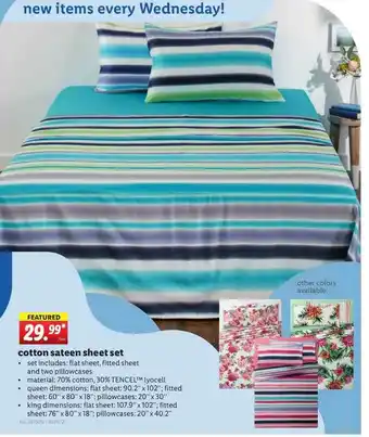 Lidl Cotton Sateen Sheet Set offer