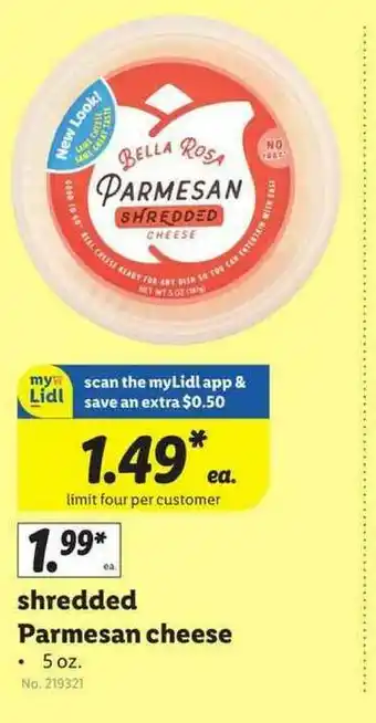 Lidl Shredded Parmesan Cheese offer