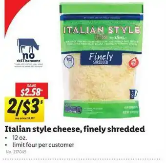 Lidl Italian Style Cheese, Finely Shredded offer