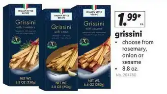 Lidl Grissini , Rosemary, Onion Or Sesame offer
