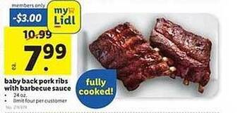 Lidl Baby Back Pork Ribs With Barbecue Sauce offer