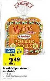 Lidl Martin's Potato Rolls, Sandwich offer