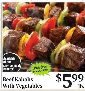 Rosauers Beef Kabobs With Vegetables offer