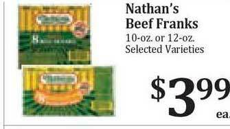 Rosauers Nathan's Beef Franks offer