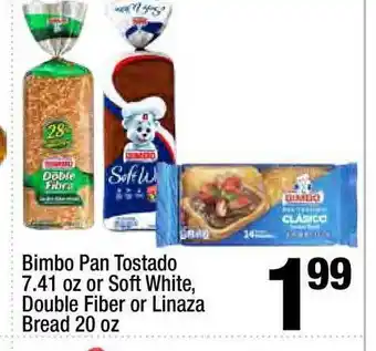 Super King Markets Bimbo Pan Tostado Or Soft White , Double Fiber Or Linaza Bread offer