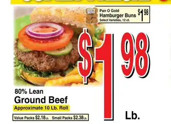 Super Saver Pan O Gold Hamburger Buns 80% Lean Ground Beef offer