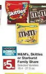 United Supermarkets M&M's, Skittles Or Starburst Family Share offer