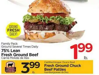 Edwards Food Giant 75% Lean Fresh Ground Beef, Fresh Ground Chuck Beef Patties offer
