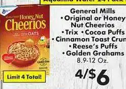 Fairplay General Mills Original Or Honey Nut Cheerios Trix Cocoa Puffs Cinnamon Toast Crun Resse's Puffs Golden Grahams offer