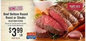Haggen Food Beef Bottom Round Roast Or Steaks offer