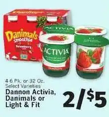 IGA Dannon Activia, Danimals Or Light & Fit offer