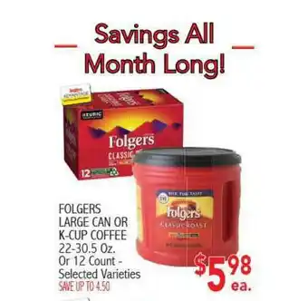 Ingles Markets Folgers Large Can Or K-Cup Coffee offer