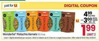Jewel-Osco Wonderful'' Pistachio Kernels offer