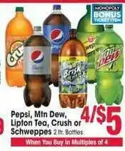 Jewel-Osco Pepsi , Mtn Dew , Lipton Tea , Crush Or Schweppes offer