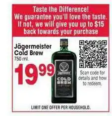 Jewel-Osco Jagermeister Cold Brew offer