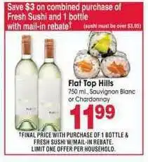 Jewel-Osco Flat Top Hills 750ml Sauvignon Blanc Or Chardonnay offer
