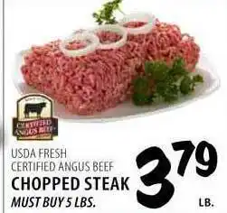 Karns Usda Fresh Certified Angus Beef Chopped Steak offer
