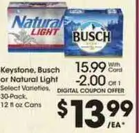 King Soopers Keystone , Busch Or Natural Light offer