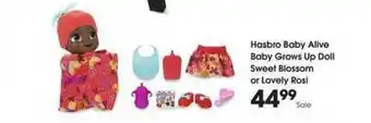 Kroger Hashbro Baby Alive Baby Grows Up Doll Sweet Blossom Or Lovely Rosi offer