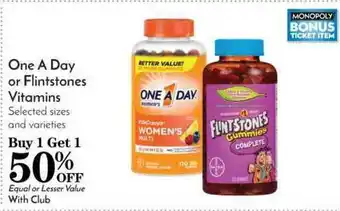 Pavilions One A Day Or Flintstones Vitamins offer