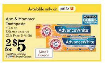 Pavilions Arm & Hammer Toothpaste offer