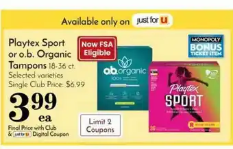 Pavilions Playtex Sport Or O.b Organic Tampons offer