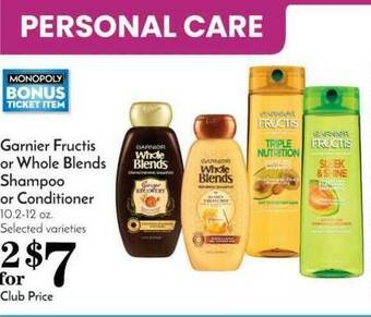 Pavilions Garnier Fructis Or Whole Blends Shampoo Or Conditioner offer