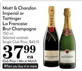 Pavilions Moet & Chandon Imperial Or Taittinger La Francaise Brut Champagne offer