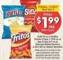Ralphs Fritos Or Ruffles Potato Chips Or Sun Chips Or Frito Lay Baked Snacks offer