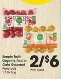 Ralphs Simple Truth Organic Red Or Gold Gourmet Potatoes offer