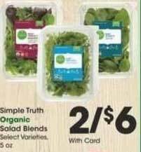 Ralphs Simple Truth Organic Salad Blends offer