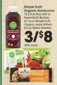 Ralphs Simple Truth Organic Kombucha Or Sweet Earth Burritos Or Simple Truth Organic Juice offer